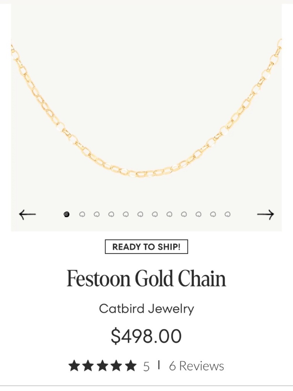 Catbird Festoon Chain 22” Solid 14K Gold - Picture 3 of 5